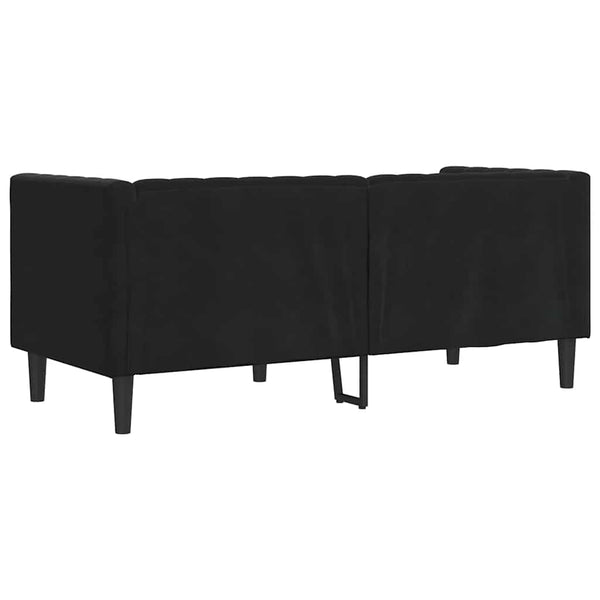 vidaXL Canapé Chesterfield 2 places avec coussins cylindriques Noir Velours