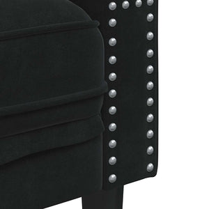 vidaXL Canapé Chesterfield 2 places avec coussins cylindriques Noir Velours