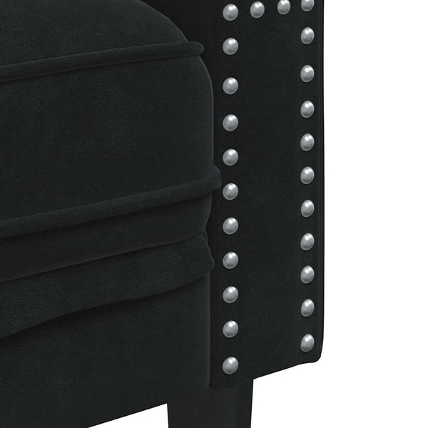 vidaXL Canapé Chesterfield 2 places avec coussins cylindriques Noir Velours
