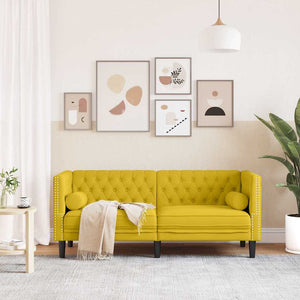 Gelbes Chesterfield Sofa 2-Sitzer Samt