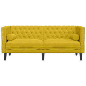 Gelbes Chesterfield Sofa 2-Sitzer Samt