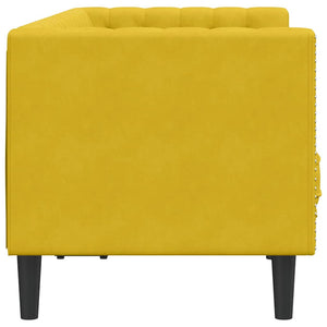 Gelbes Chesterfield Sofa 2-Sitzer Samt