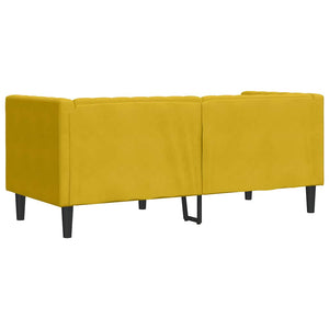 Gelbes Chesterfield Sofa 2-Sitzer Samt