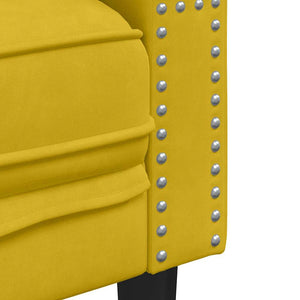 Gelbes Chesterfield Sofa 2-Sitzer Samt