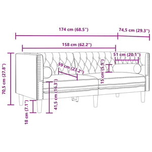 Gelbes Chesterfield Sofa 2-Sitzer Samt