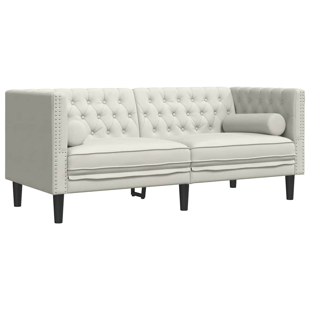 Chesterfield Sofa Creme Samt 2-Sitzer