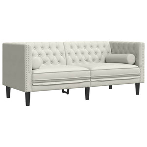 vidaXL Canapé Chesterfield 2 places avec traversins Crème Velours