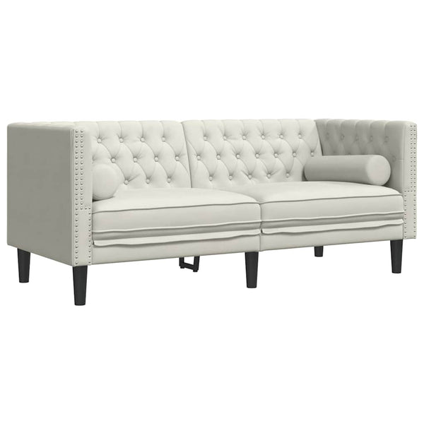 vidaXL Canapé Chesterfield 2 places avec traversins Crème Velours
