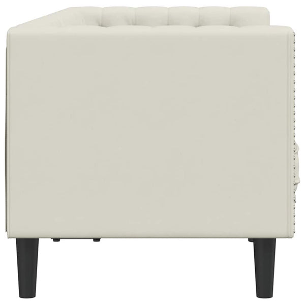 vidaXL Canapé Chesterfield 2 places avec traversins Crème Velours