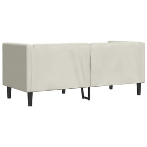 vidaXL Canapé Chesterfield 2 places avec traversins Crème Velours