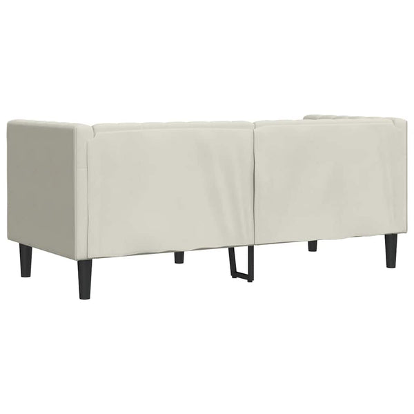 vidaXL Canapé Chesterfield 2 places avec traversins Crème Velours