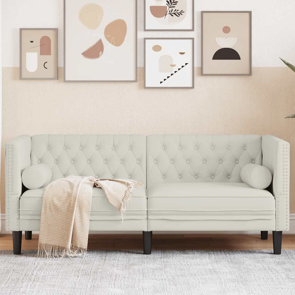Chesterfield Sofa Creme Samt 2-Sitzer