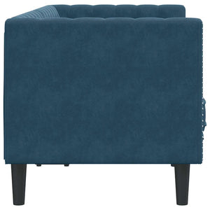 vidaXL Canapé Chesterfield 2 places en velours bleu avec traversins