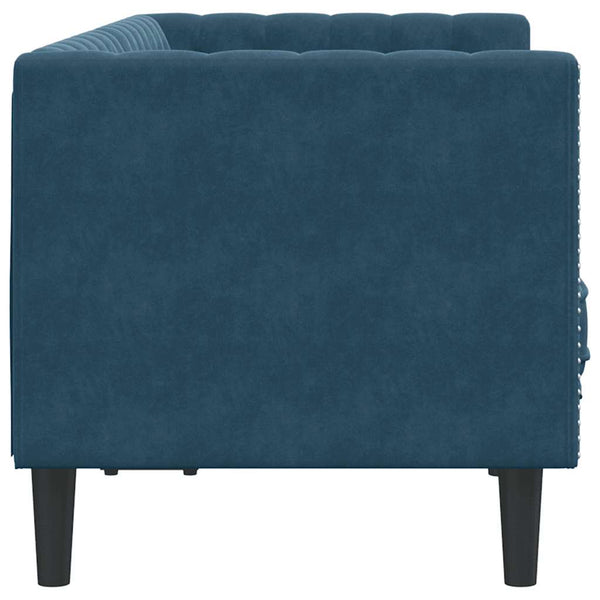 vidaXL Canapé Chesterfield 2 places en velours bleu avec traversins