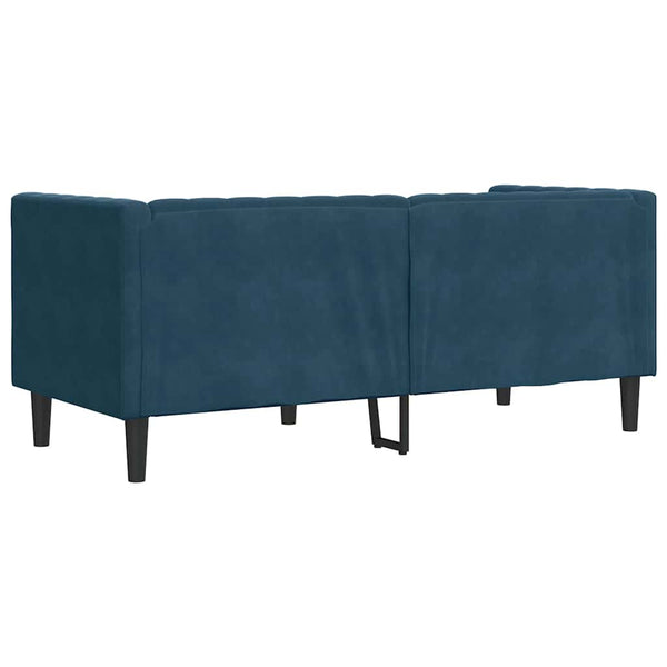 vidaXL Canapé Chesterfield 2 places en velours bleu avec traversins