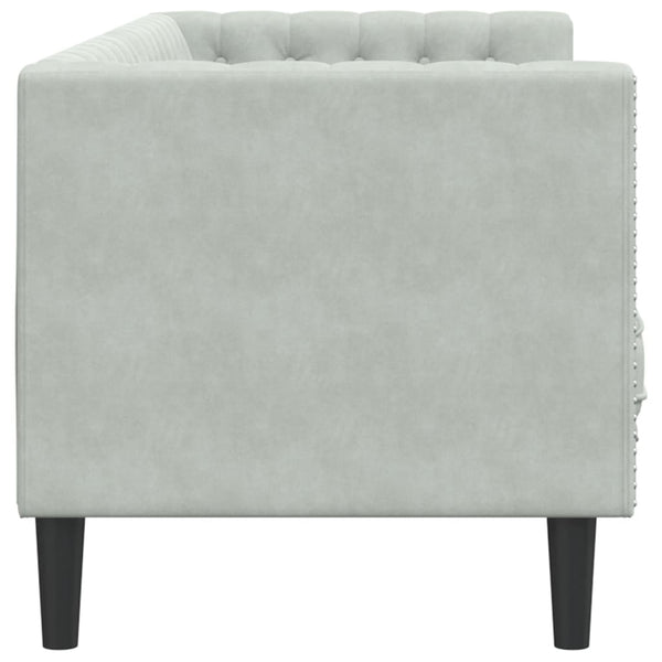 vidaXL Canapé Chesterfield avec coussins cylindriques 3 places Velours gris clair