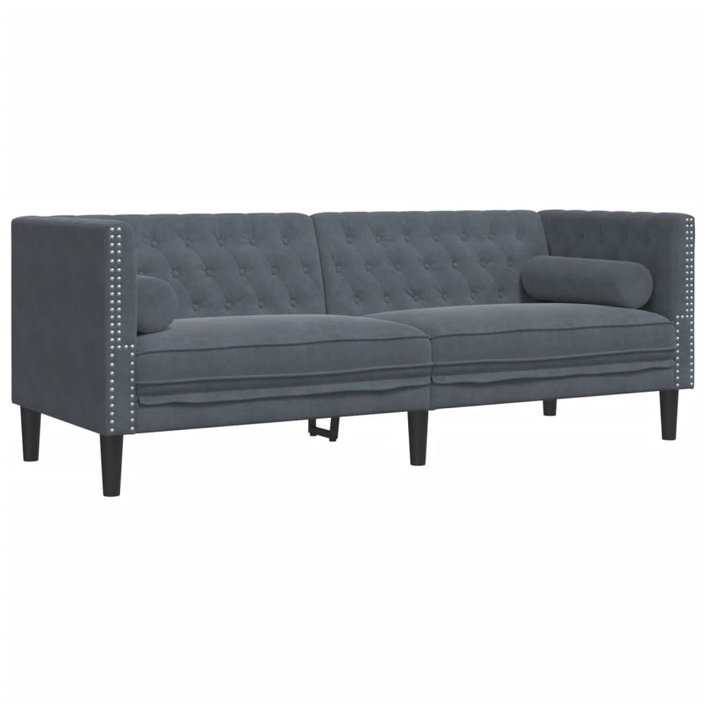 Chesterfield Sofa Dunkelgrau Samt 3-Sitzer