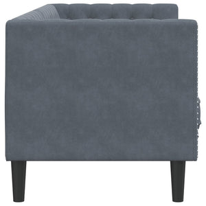 vidaXL Canapé Chesterfield 3 places avec traversins en velours gris foncé