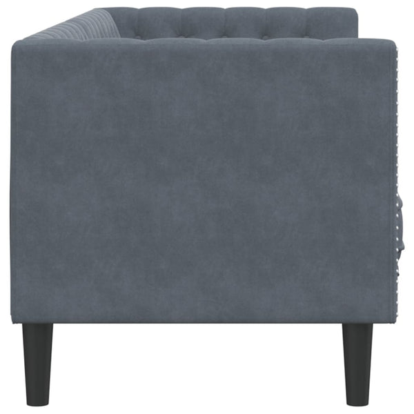 vidaXL Canapé Chesterfield 3 places avec traversins en velours gris foncé