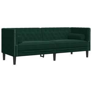 Chesterfield Sofa Dunkelgrün Samt 3-Sitzer