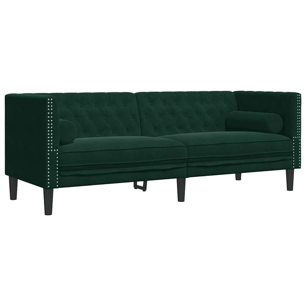 Chesterfield Sofa Dunkelgrün Samt 3-Sitzer