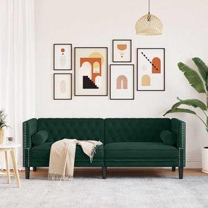 Chesterfield Sofa Dunkelgrün Samt 3-Sitzer