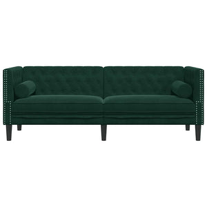 Chesterfield Sofa Dunkelgrün Samt 3-Sitzer