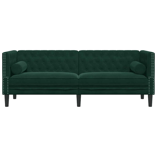 Chesterfield Sofa Dunkelgrün Samt 3-Sitzer