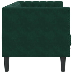 Chesterfield Sofa Dunkelgrün Samt 3-Sitzer