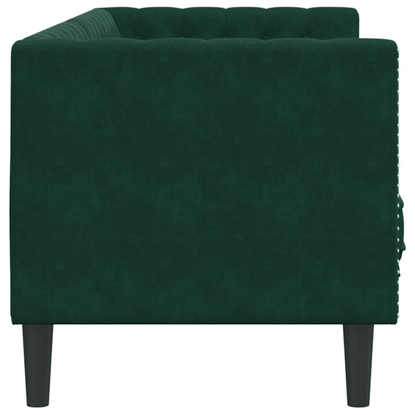 Chesterfield Sofa Dunkelgrün Samt 3-Sitzer