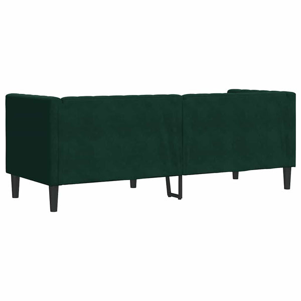 Chesterfield Sofa Dunkelgrün Samt 3-Sitzer