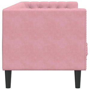 vidaXL Canapé Chesterfield 3 places en velours rose avec traversins