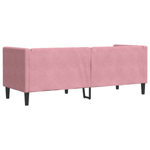 vidaXL Canapé Chesterfield 3 places en velours rose avec traversins