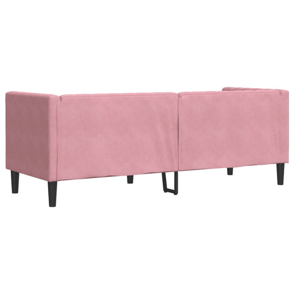 vidaXL Canapé Chesterfield 3 places en velours rose avec traversins