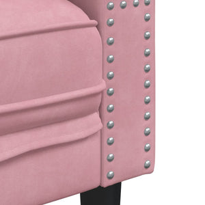 vidaXL Canapé Chesterfield 3 places en velours rose avec traversins