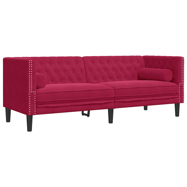 Chesterfield Sofa Weinrot Samt 3-Sitzer
