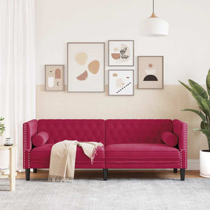 Chesterfield Sofa Weinrot Samt 3-Sitzer