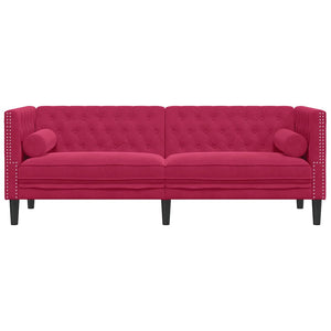 Chesterfield Sofa Weinrot Samt 3-Sitzer