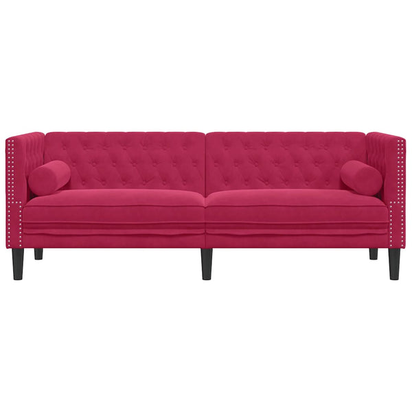 Chesterfield Sofa Weinrot Samt 3-Sitzer