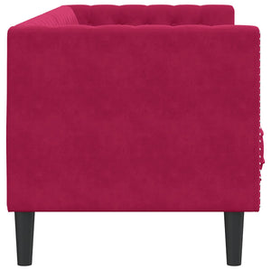 Chesterfield Sofa Weinrot Samt 3-Sitzer