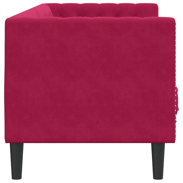 Chesterfield Sofa Weinrot Samt 3-Sitzer