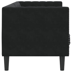 Schwarzes Samt Chesterfield Sofa 3-Sitzer