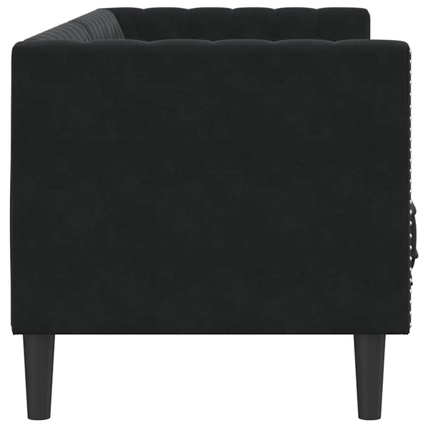 Schwarzes Samt Chesterfield Sofa 3-Sitzer