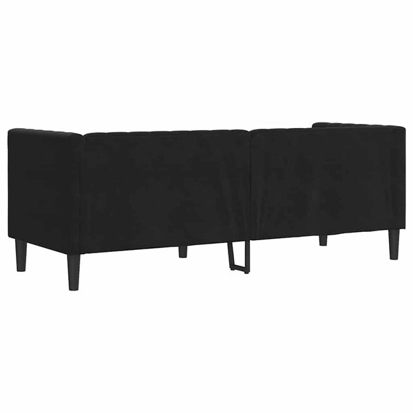 Schwarzes Samt Chesterfield Sofa 3-Sitzer
