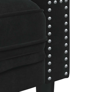 Schwarzes Samt Chesterfield Sofa 3-Sitzer