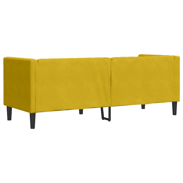 Gelbes 3-Sitzer Chesterfield Sofa Samt