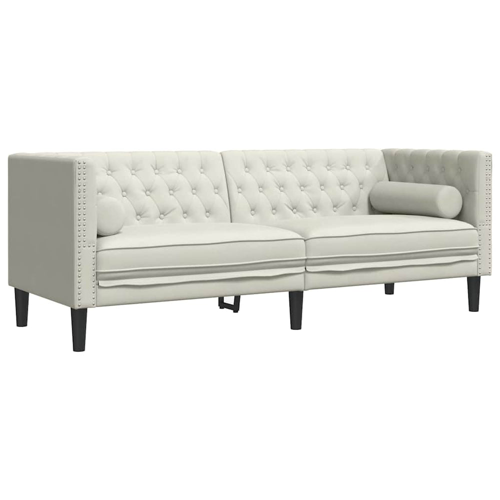 Chesterfield Sofa Creme Samt 3-Sitzer