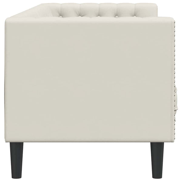 vidaXL Canapé Chesterfield avec traversins 3 places crème velours