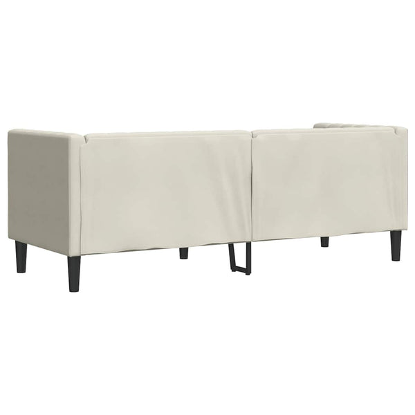 vidaXL Canapé Chesterfield avec traversins 3 places crème velours