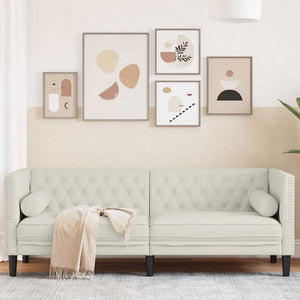 vidaXL Canapé Chesterfield avec traversins 3 places crème velours